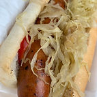Sausage on a bun from Schnitzel & Sausage House 