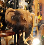 Beautiful hand crafted wood carving of an elephant at African Serengeti Arts & Crafts 