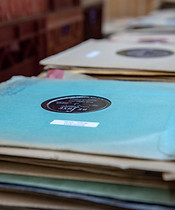 A stack of vintage records 