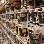 Large display of Funko Pop figurines at Dragonhill Games 