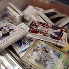 a stack of collectable trading cards