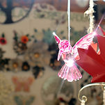 Beautiful Pink glass hummingbird by Angela's Secret Garden   