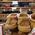 Baby Moccasins on display at Sunnyside Up Leather