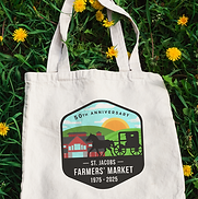 An image of the St. Jacobs Farmers Market 50th anniversary Logo Canvas Bag 